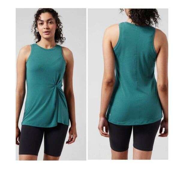 Athleta Radiant Tank Women's XS Teal Twist Front Athletic Athleisure Athletic - Picture 10 of 11